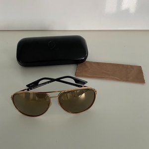 Alexander McQueen Brow Bar Gold Aviator Sunglasses